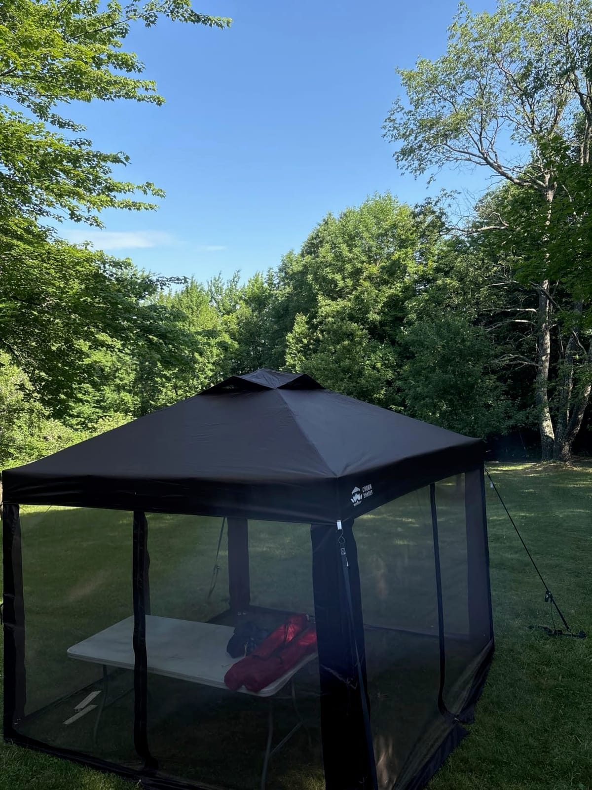 CROWN SHADES Gazebo 10x10 Pop Up Canopy with Mosquito Netting, Coffee customer photo 1