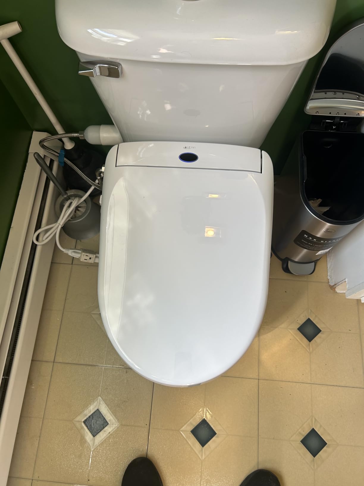 LEIVI Electric Bidet Toilet Seat with Wireless Remote and Side Panel, Multiple Spray Modes, Adjustable Heated Seat, Warm Water and Air Dryer, Auto LED Nightlight, Elongated customer photo 1