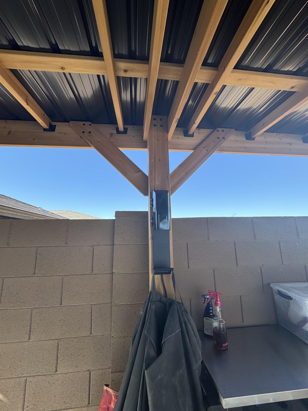 Backyard Discovery Saxony XL 12' x 6' Cedar Wood BBQ Grill Gazebo Pavilion with Hardtop Galvanized Steel Roof, Bar Tops, Powerport, Snow Support, Wind Resistance, Cook Station for Outdoor Patio, Deck customer photo 1