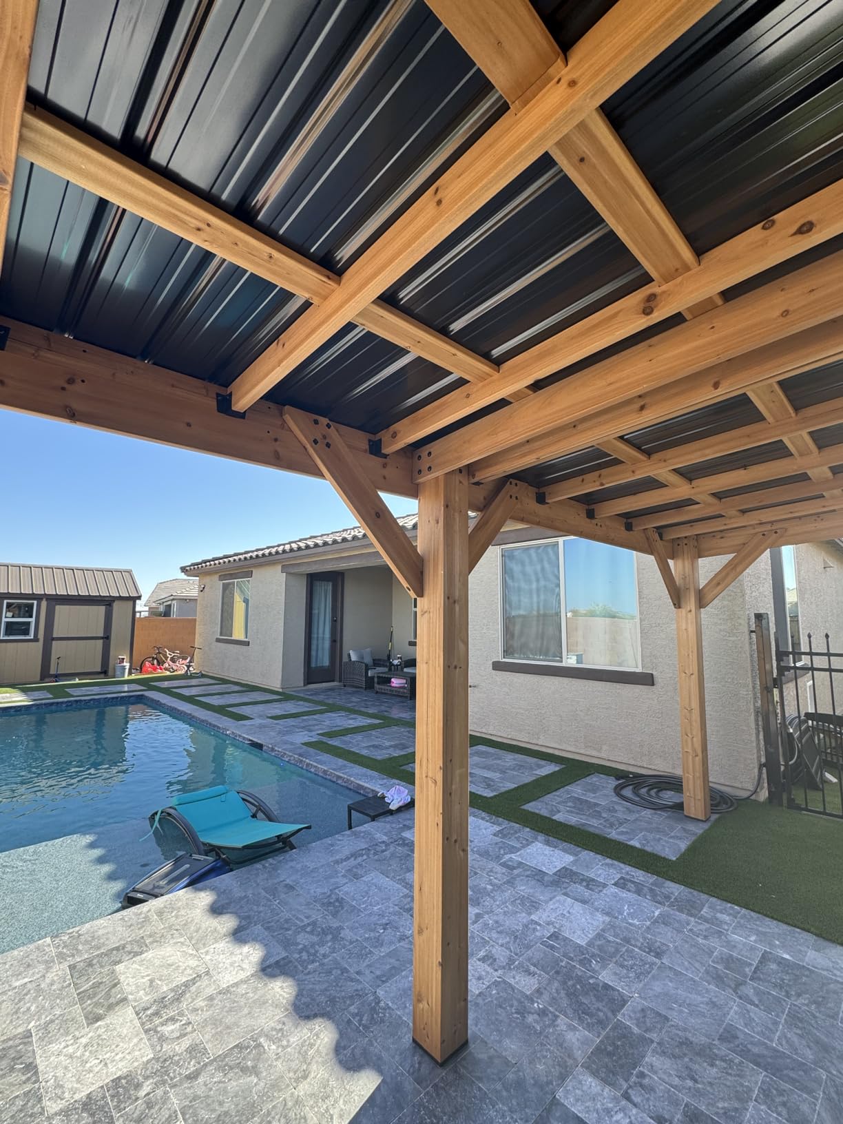 Backyard Discovery Saxony XL 12' x 6' Cedar Wood BBQ Grill Gazebo Pavilion with Hardtop Galvanized Steel Roof, Bar Tops, Powerport, Snow Support, Wind Resistance, Cook Station for Outdoor Patio, Deck customer photo 2