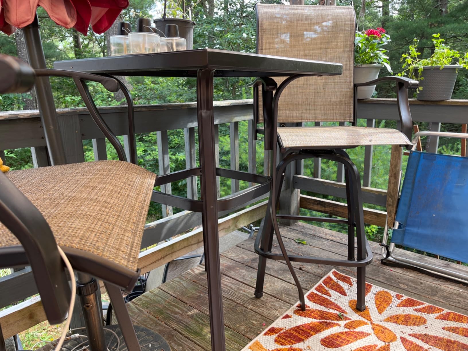 MFSTUDIO 5-Piece Bar Height Patio Table and Chairs, Brown customer photo 1