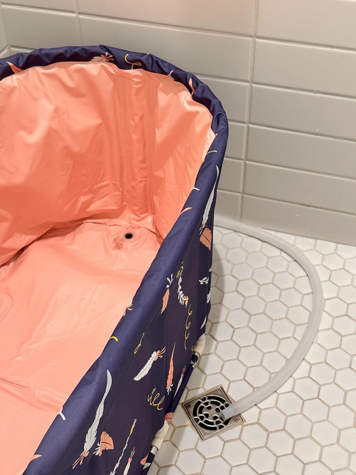 Portable Bathtub,Foldable Freestanding Bathtub,Japanese Soaking Tub,Shower Stall Tub,Bathroom Folding SPA Bath For Adults, Boys & Girls,Outdoor/Indoor Hot Ice Bath,47 Inch,Blue,PVC & Al Alloy customer photo 2