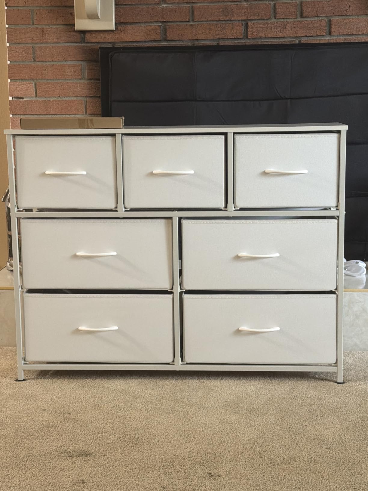 WLIVE Dresser for Bedroom, 7 Drawers, TV Stand, White | 7 roomy fabric drawers, Fits TVs up to 45 inch, Bedroom or living room, Wide storage design, Chest of drawers customer photo 1