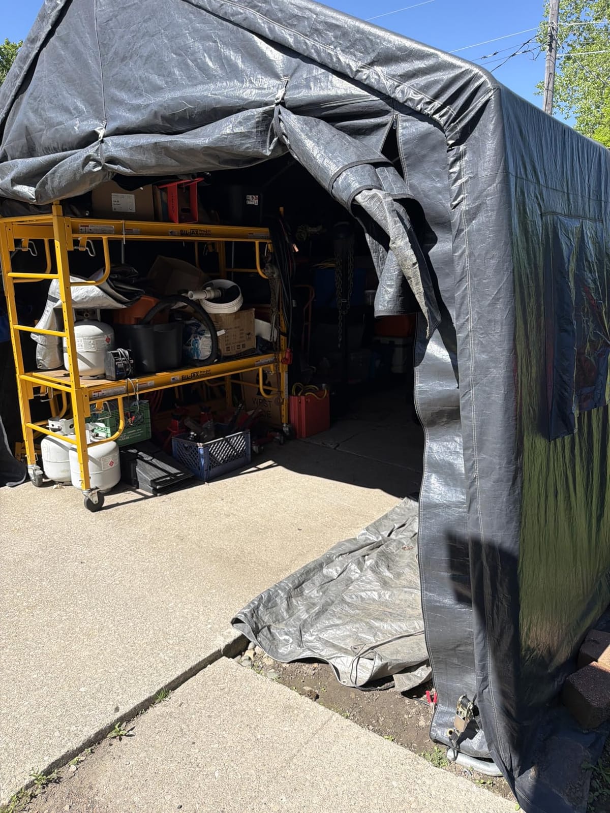 ADVANCE OUTDOOR 10X15 ft Garage Shelter Steel Metal Peak Roof Portable Storage Shed Carport for Motorcycle Boat, or Garden Tools with 2 Roll up Doors & Vents, Gray customer photo 2