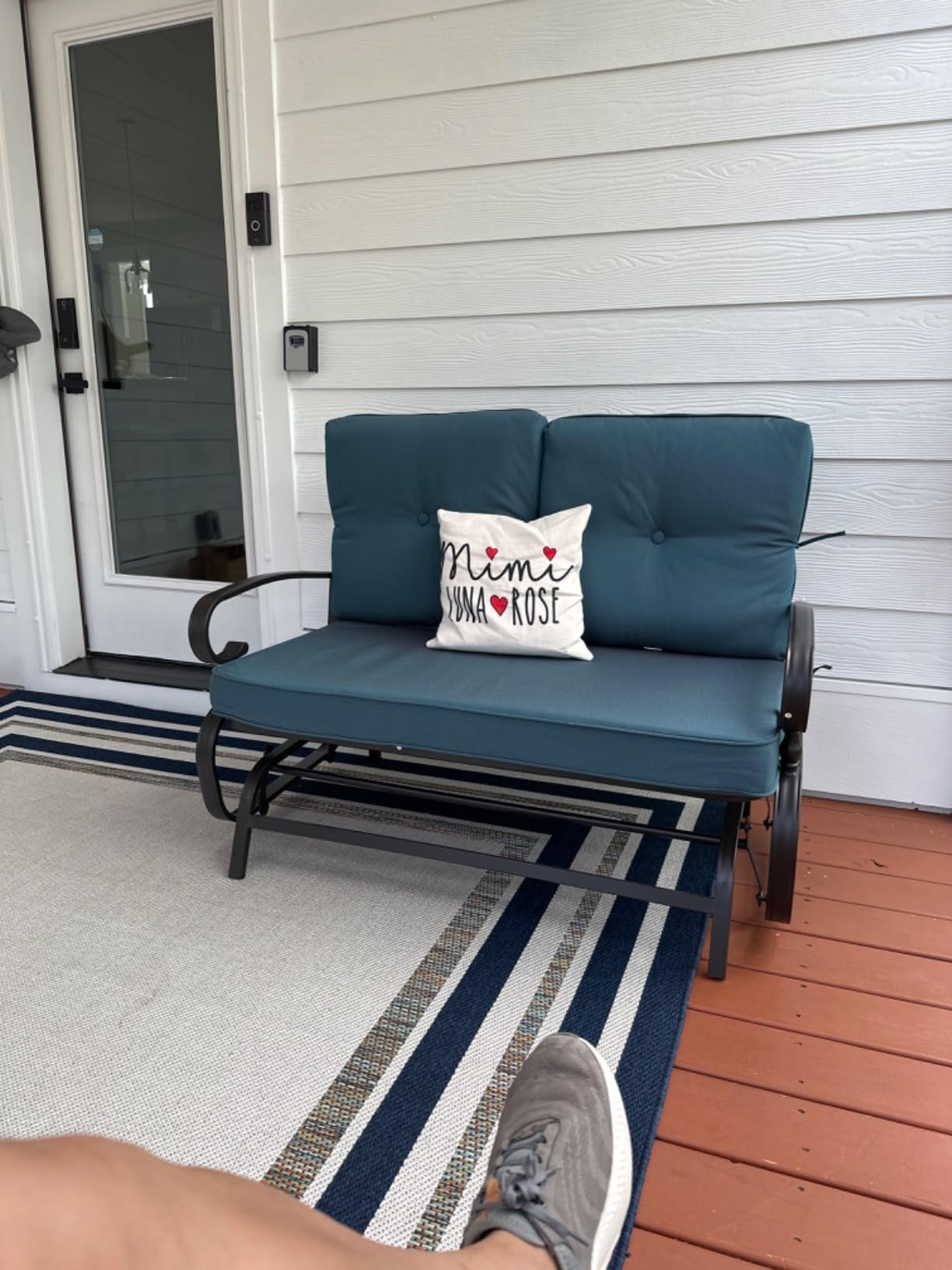 Crownland Outdoor Patio Glider Chair for 2-Person, Red customer photo 1