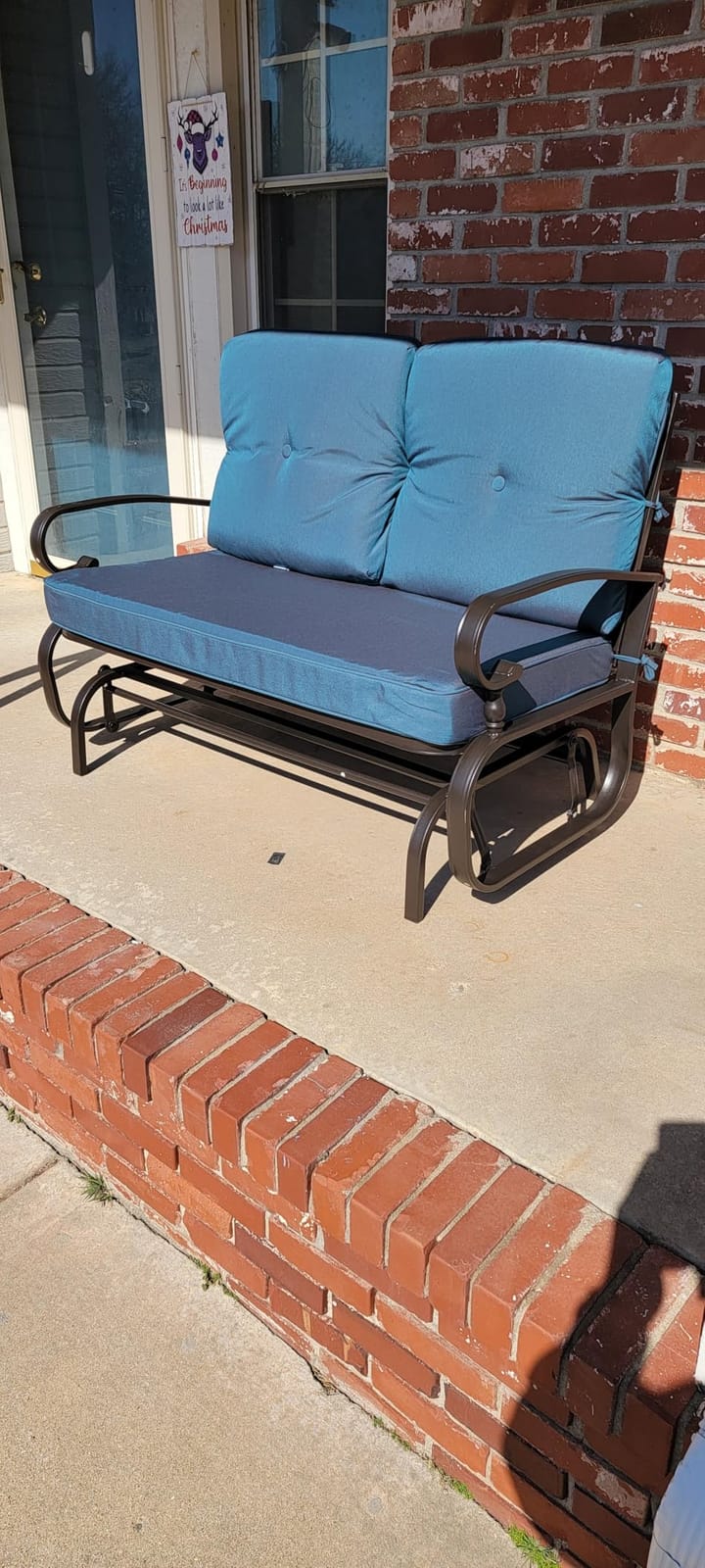 Crownland Outdoor Patio Glider Chair for 2-Person, Red customer photo 2