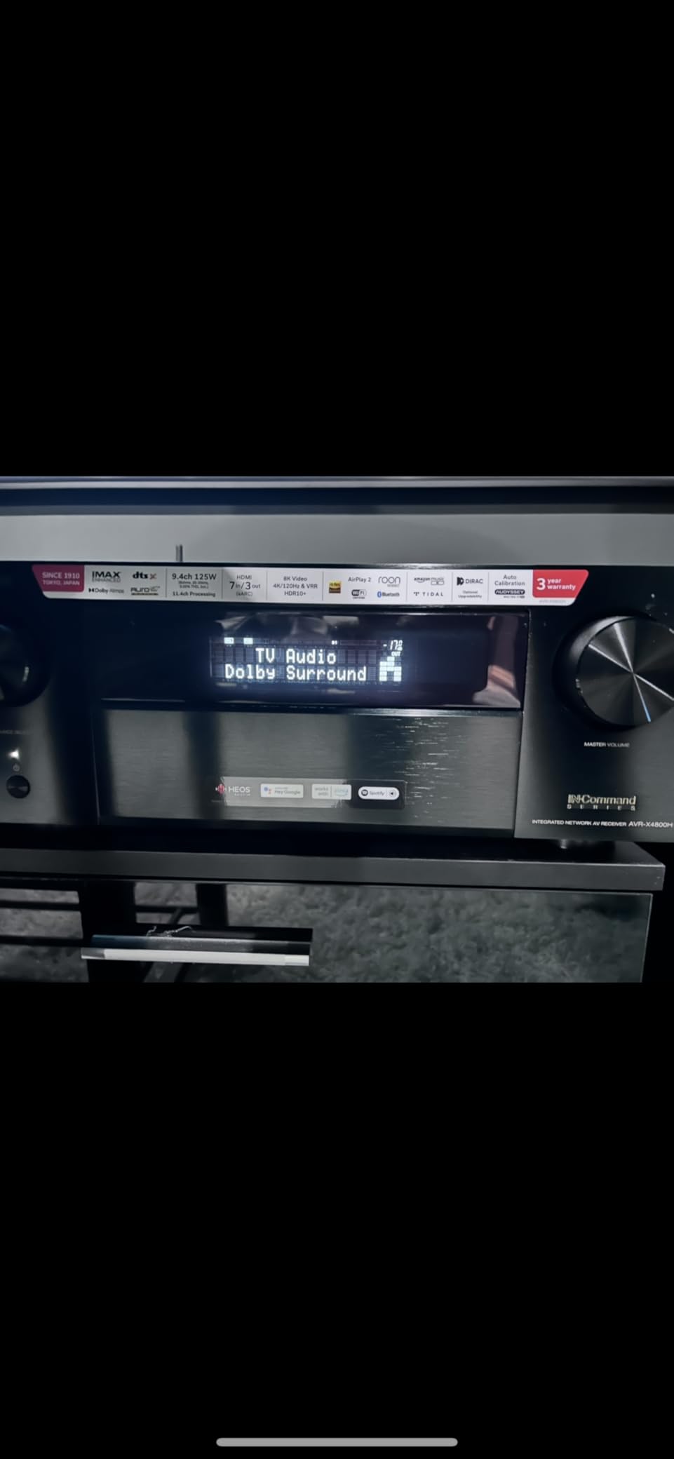 Denon AVR-X4800H 9.4 Ch Home Theater AV Receiver, 8K UHD, 125W x 9 customer photo 1