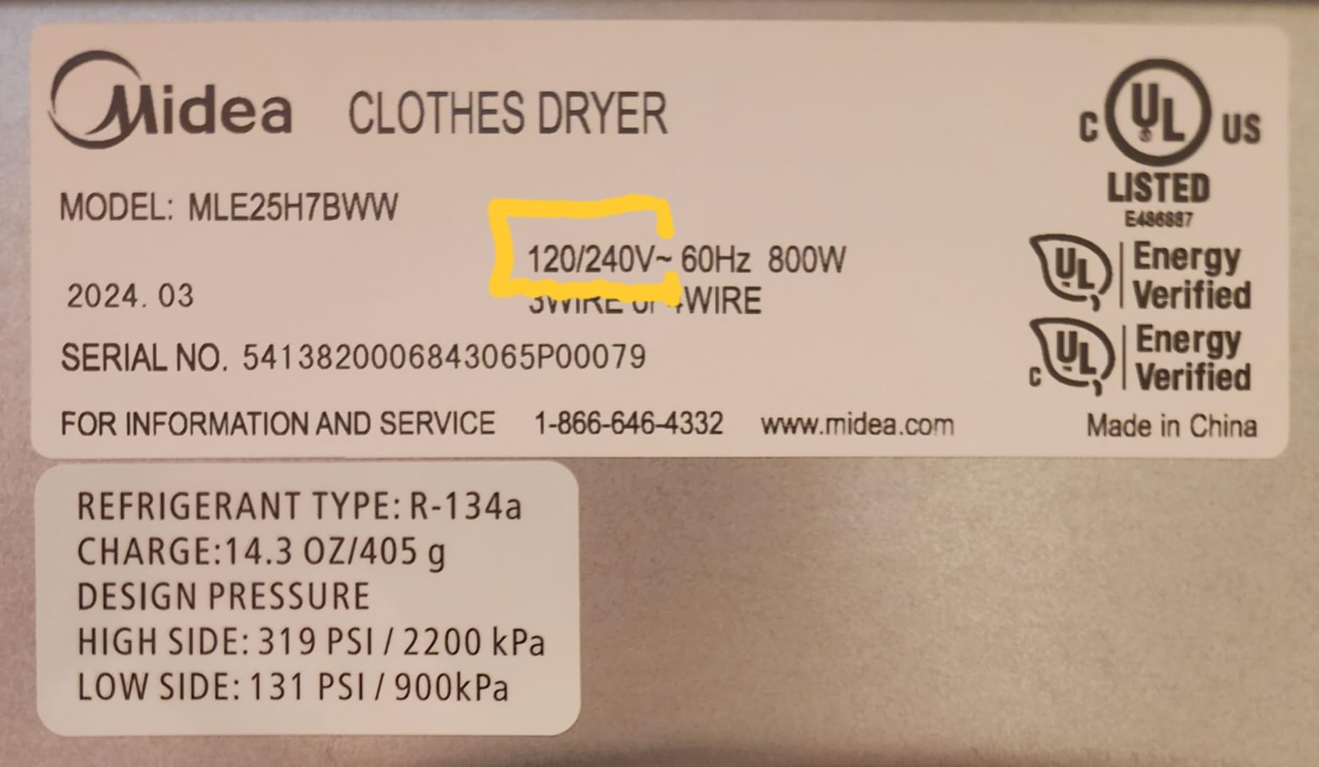 Midea Heat Pump Ventless Front Load Dryer Stackable 4.4 Cu.ft White customer photo 1