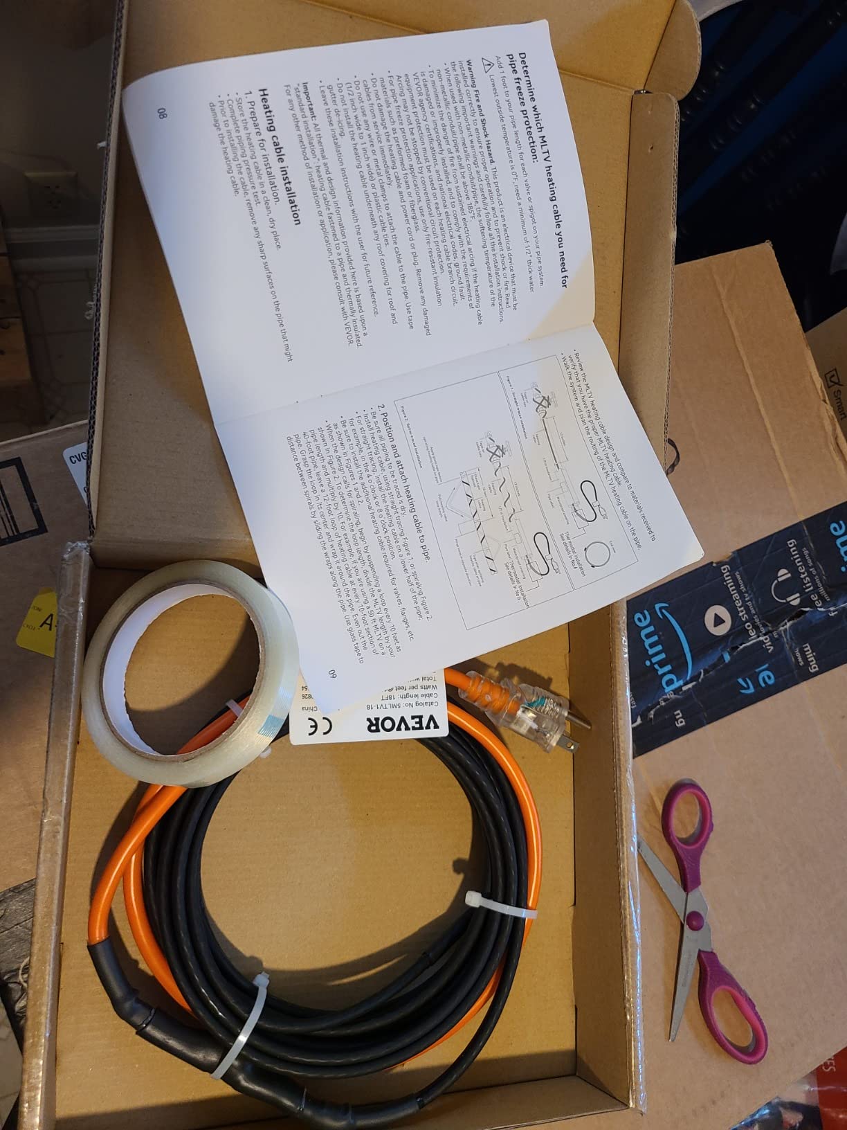 VEVOR Self-Regulating Pipe Heating Cable, 18-feet 5W/ft Heat Tape for Pipes Freeze Protection, Protects PVC Hose, Metal and Plastic Pipe from Freezing, 120V customer photo 2
