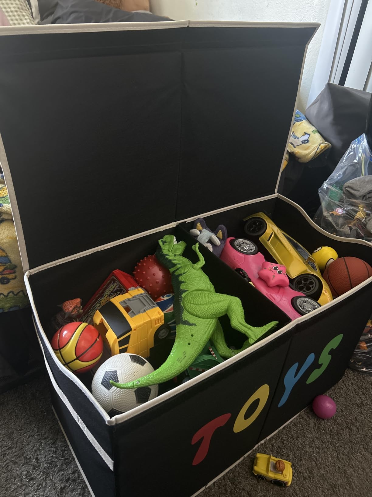 YOLOXO Toy Box Chest, Collapsible Sturdy Storage Bins with Lids, Extra Large Kids Toy Storage Organizer Boxes Bins Baskets for Kids, Boys, Girls, Nursery Room, Playroom, Closet (BLACK) customer photo 1