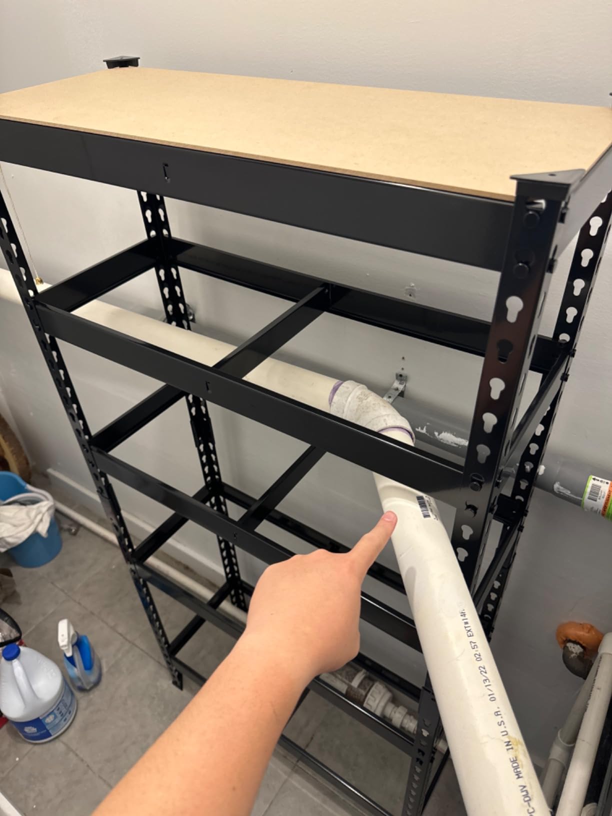 SONGMICS 5-Tier Storage Shelves, Load 2310 lb, Garage Storage, Boltless Assembly, Adjustable Shelving Unit, 11.8 x 29.5 x 59.1 Inches, for Study Shed Basement, Gray and Natural Beige UGLR300G01 customer photo 2