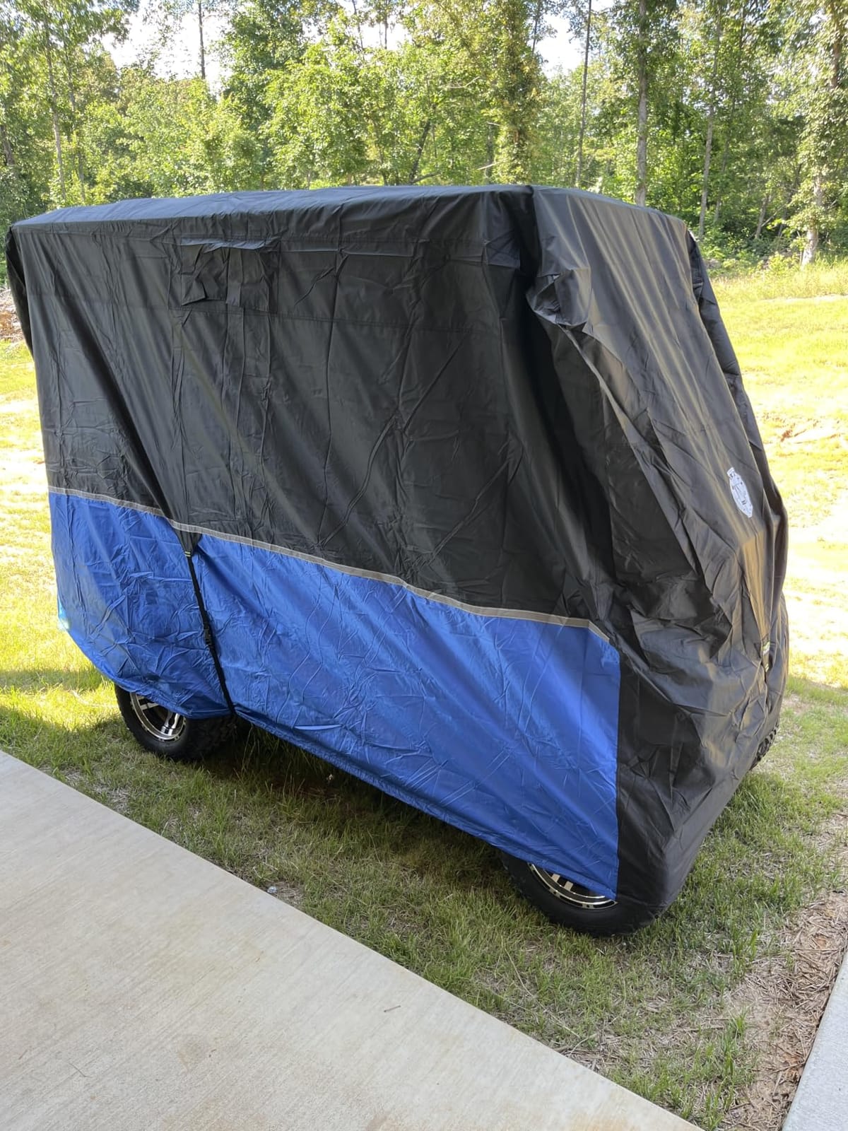 2/4/4+2 Passenger Golf Cart Cover Fits EZGO, Club Car, Yamaha, Heavy Duty 420D Waterproof Windproof Sunproof Outdoor All-Weather Full Cover (Black Gray-L) customer photo 2