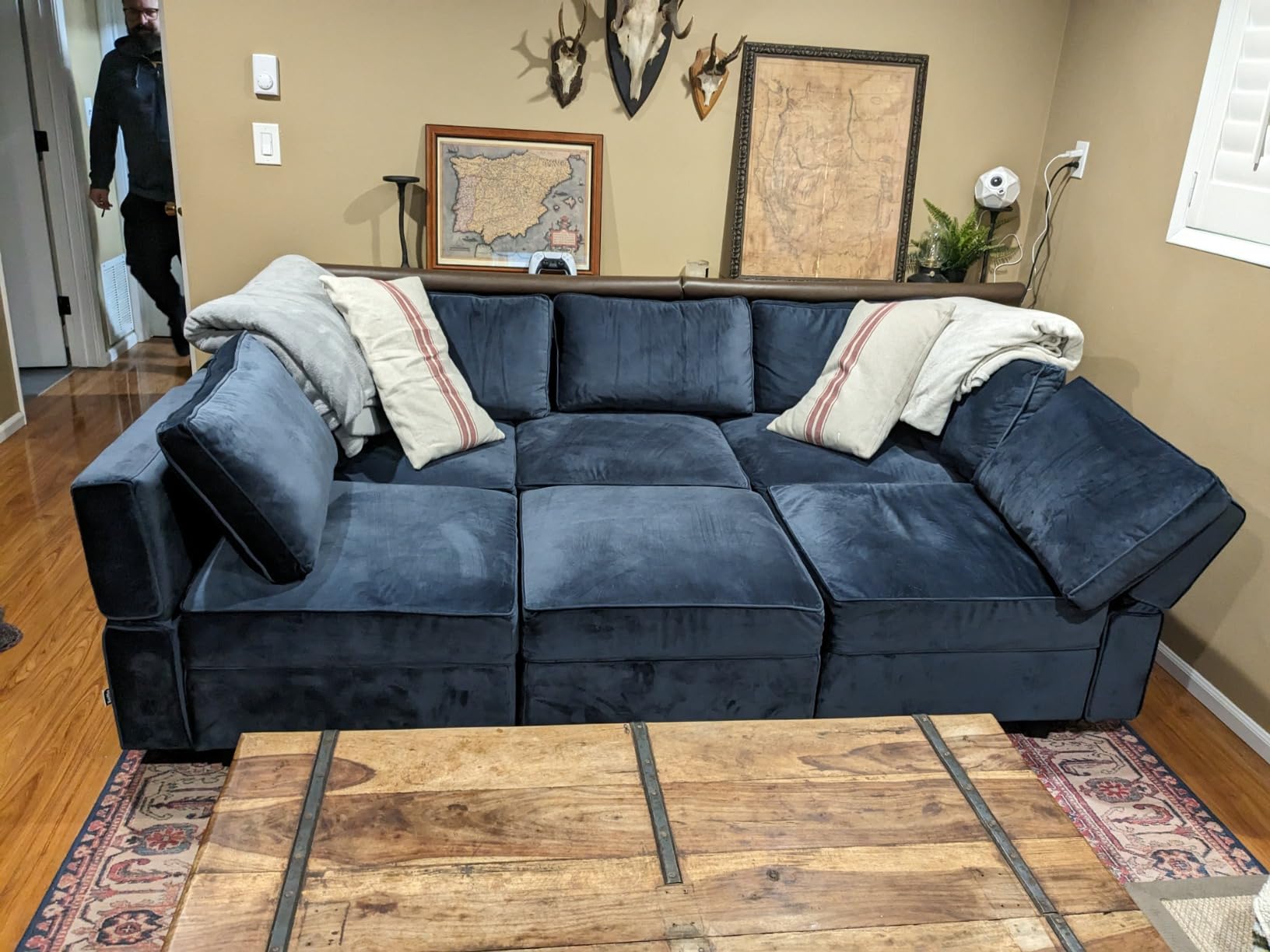 Belffin Modular Velvet Sectional Sofa with Chaise Lounge Sectional Sleeper Sofa with Storage Chaise Bed Couch for Living Room Green customer photo 1