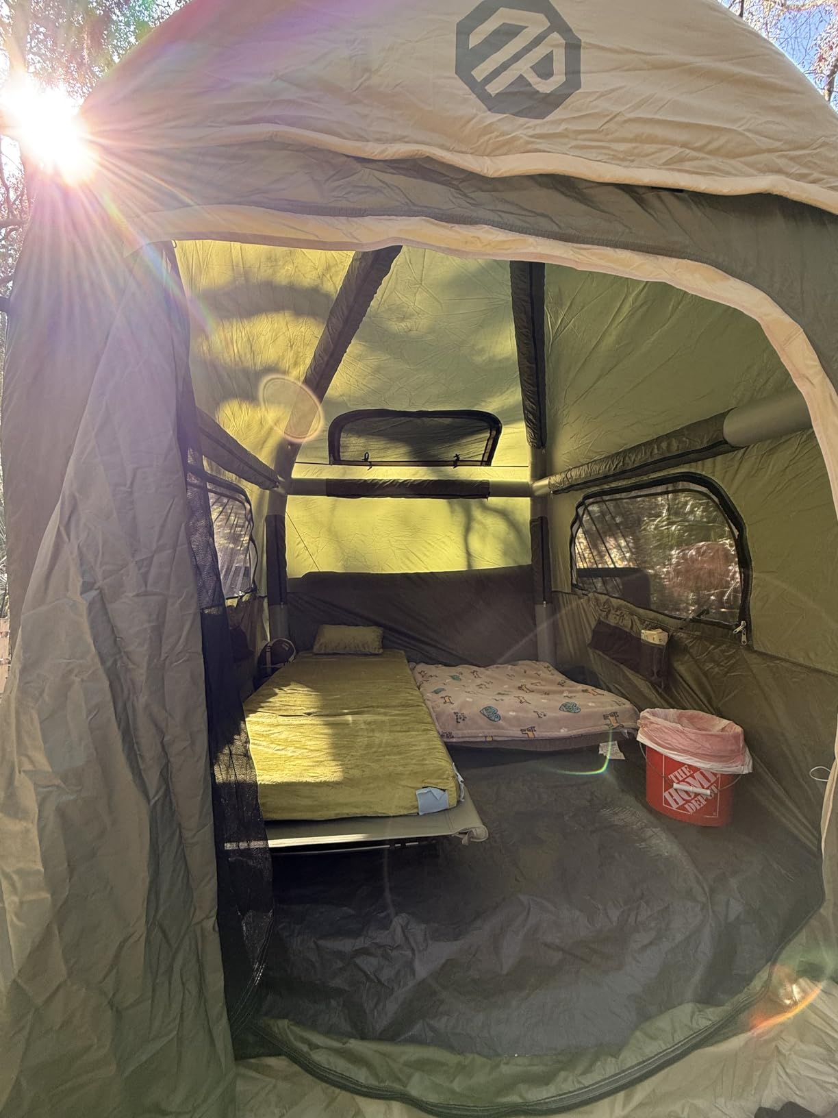 GAIALOOP 3 Inch Memory Foam Camping Mattress, Dual Layer Thick Sleeping Camp Pad for Car Tent Cot, Roll-Up Portable Glamping Floor Bed for Guests Sleepover customer photo 1