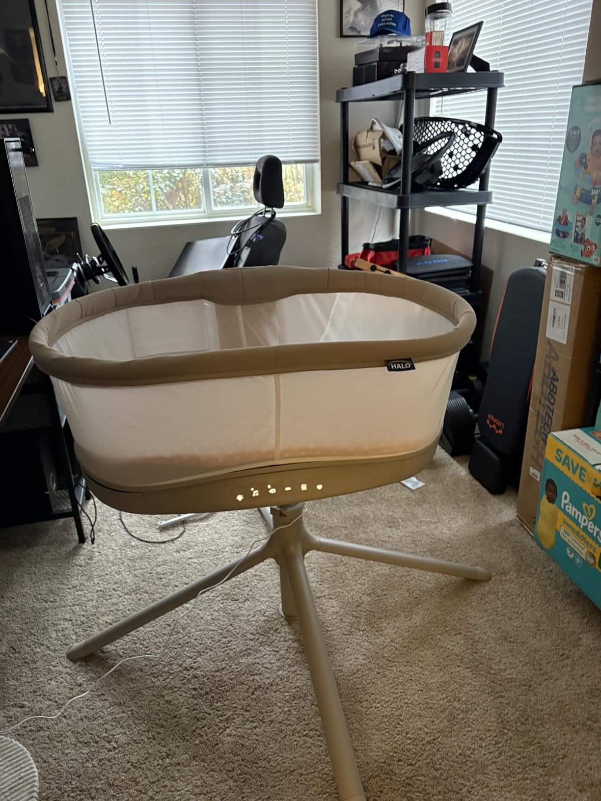 HALO BassiNest Soothing Swivel Sleeper 3.0S – Over-Bed Baby Bassinet with 360 Rotation, Adjustable Height, Breathable Mesh, Calm Sounds & Vibrations, Safe Close Sleeping, Lowering Wall for Easy Access customer photo 2
