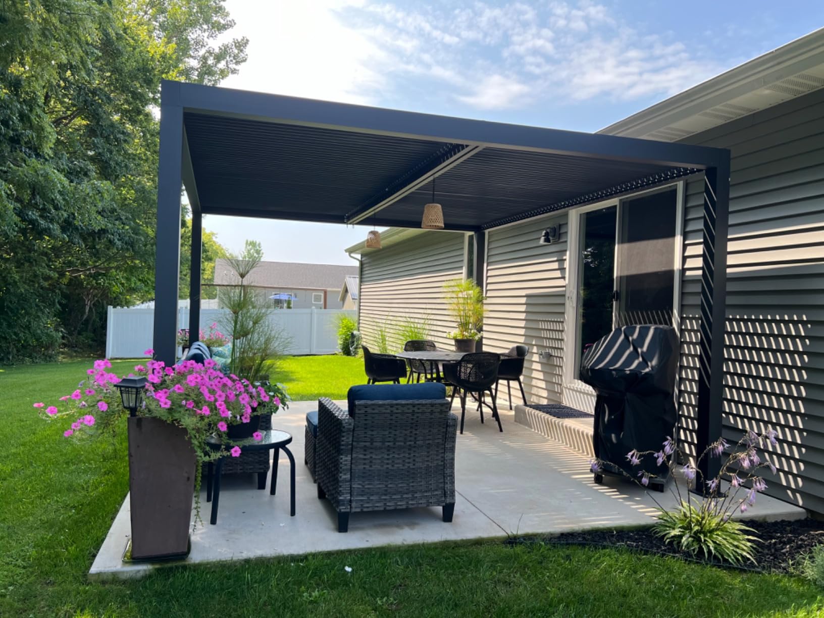 PURPLE LEAF Louvered Pergola 12' x 14' 94AS All-Aluminum Rustproof Gray customer photo 1