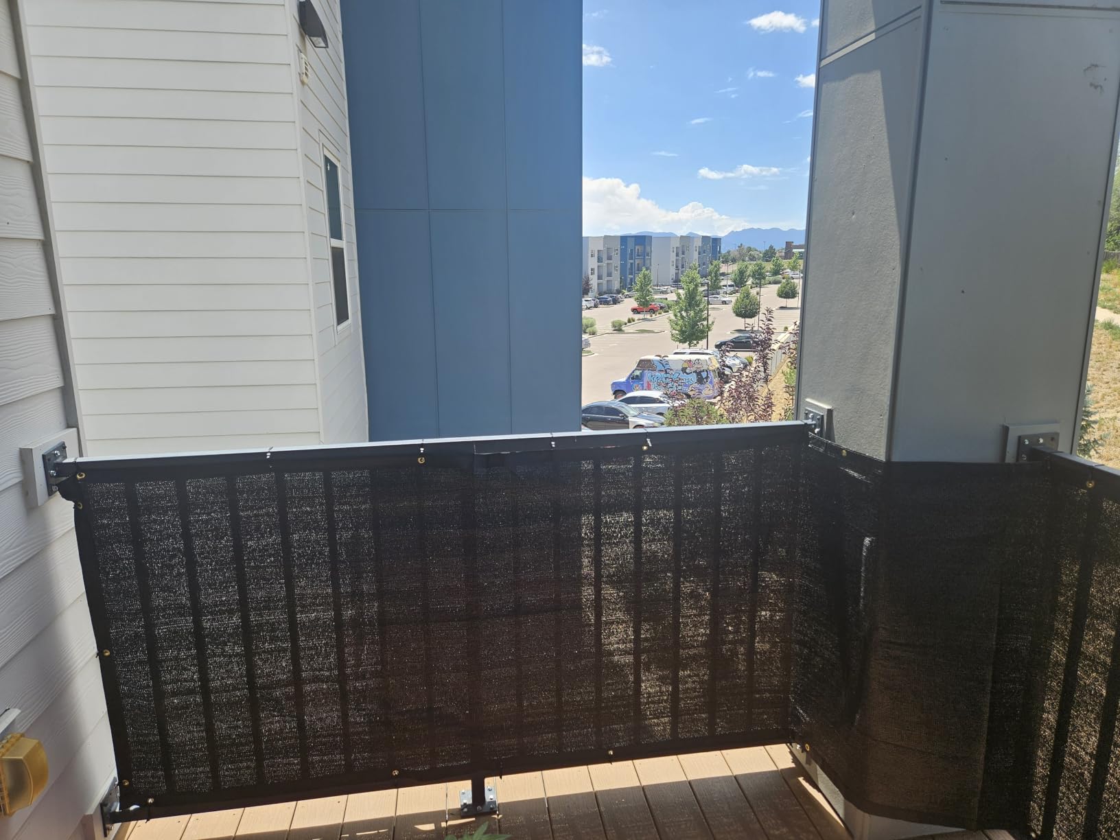 UPGRADE Balcony Privacy Screen Fence Commercial Shade Cover 3' x 16' with Ties Durable and UV Resistant Perfect for Deck Patios-Black, Customizable customer photo 2