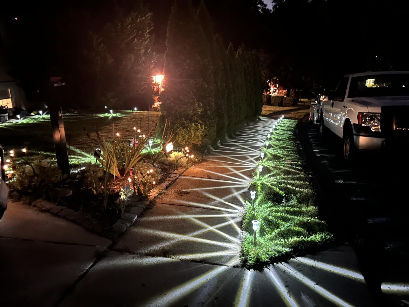 DenicMic 10 Pack Solar Pathway Lights Outdoor Waterproof Warm White LED customer photo 1