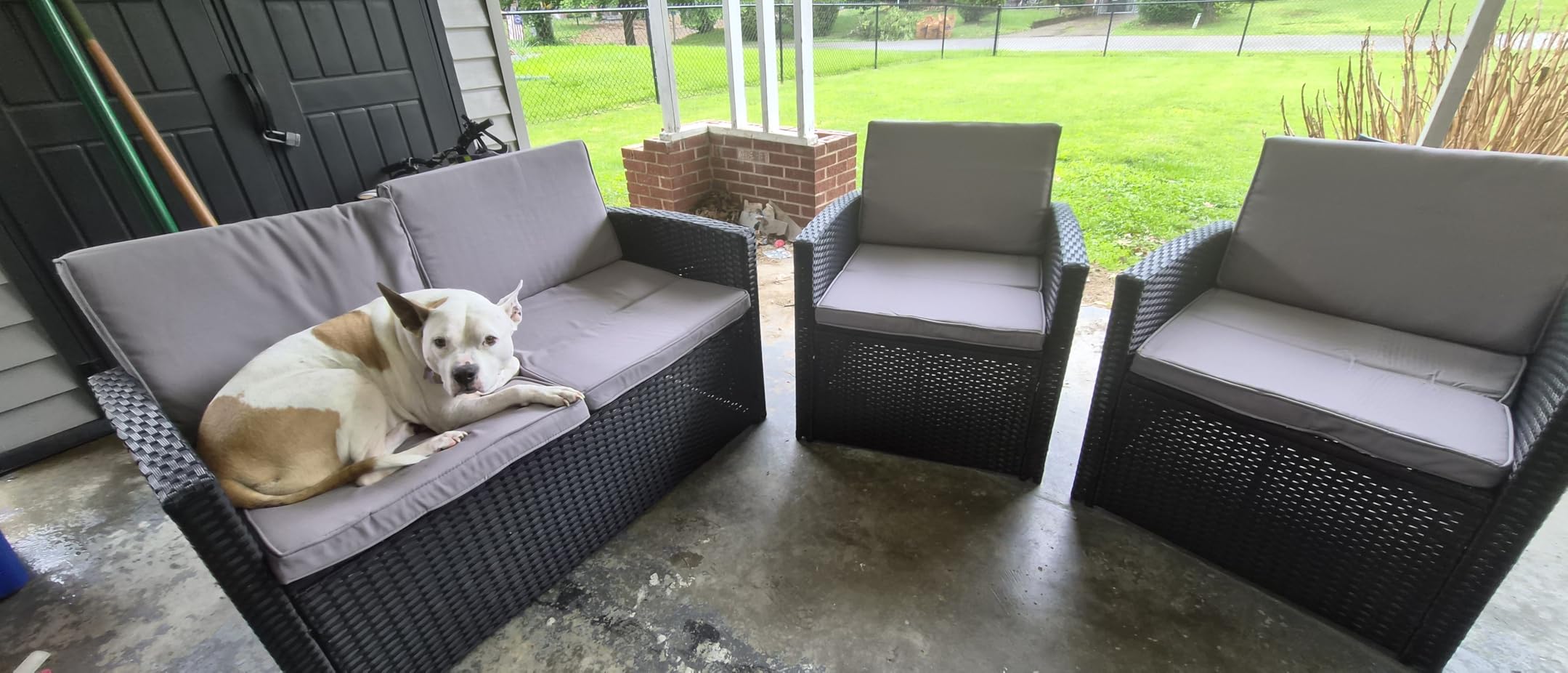 KROFEM 4 Piece Patio Furniture Set, Outdoor Wicker Conversation Set customer photo 1