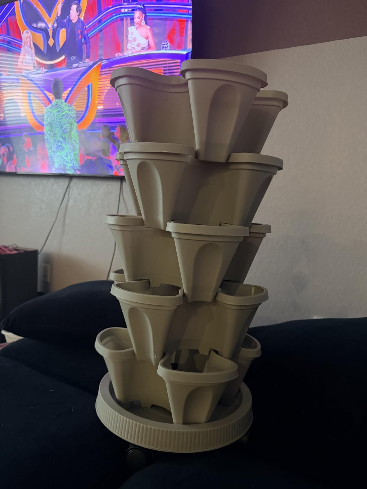 GameXcel Vertical Planter Tower - 5 Tier Stackable Garden Planters with Wheels and Tools Plant Pots for Strawberry Herb Flower and Vegetable Indoor Outdoor Use Dark Gray customer photo 1