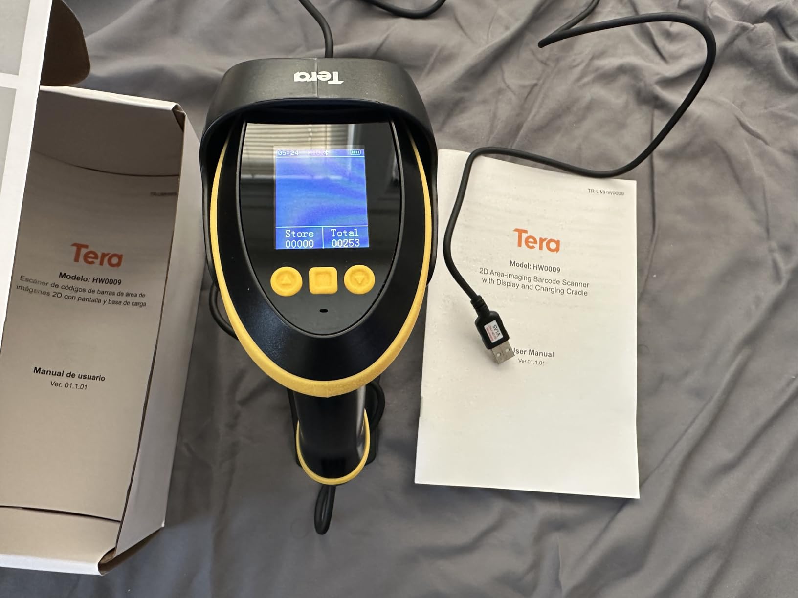Tera Barcode Scanner Wireless with Screen: Pro Version 1D 2D QR with Setting Keypad Charging Cradle Works with Bluetooth 2.4G Wireless USB Wired Handheld Bar Code Reader HW0009 | 3-Button Color Screen, Works with Bluetooth 2.4G USB, 2500mAh, 1D 2D QR Scanning, Retail Warehouse Library, PC Tablet Phone customer photo 1