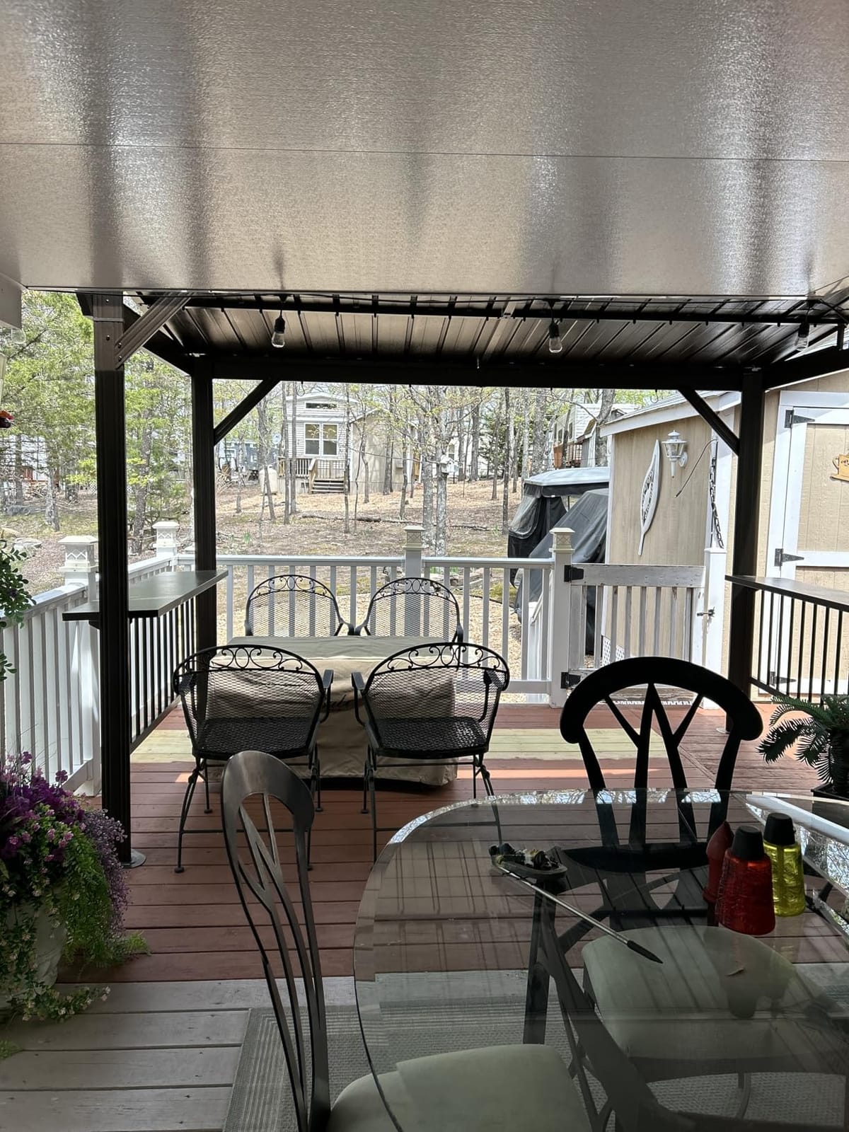 Domi Grill Gazebo 8' × 6', Outdoor Aluminum Frame BBQ Gazebo with Shelves Serving Tables and Hooks, Permanent Double Roof Gazebos for Patio Lawn Deck Garden (Dark Grey) customer photo 1