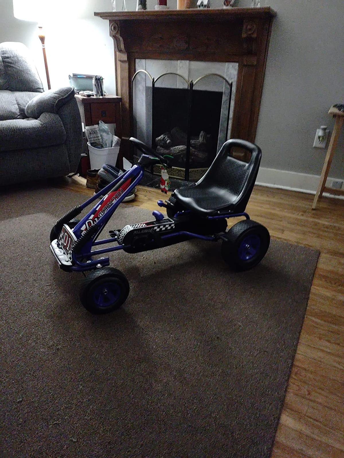HONEY JOY Go Kart for Kids, 4 Wheel Quad Off-Road Pedal On Foot Go Cart w/Steering Wheels & Adjustable Seat, 2 Safety Brakes, EVA Rubber Tires, Clutch, Outdoor Racer Ride On Pedal Car (Pink) customer photo 2