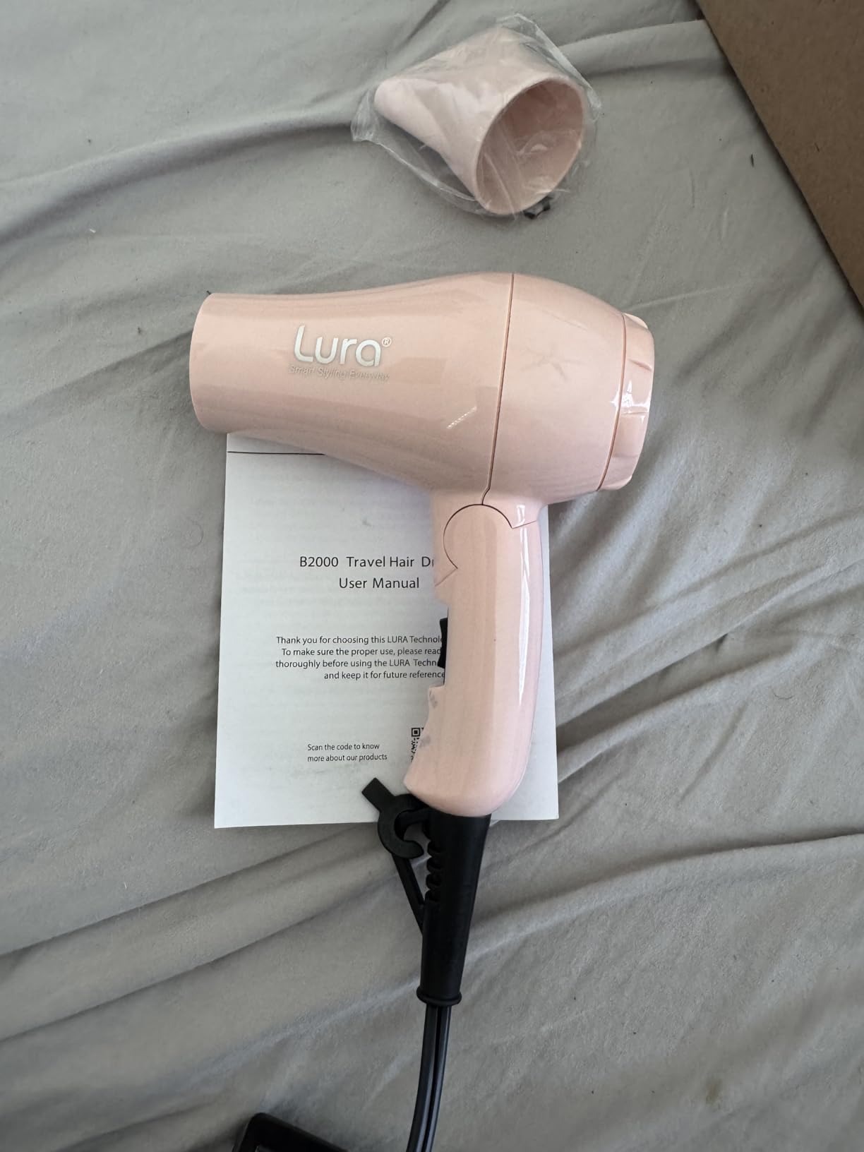 Foldable Travel Hair Dreyr Mini:Dual Voltage Small Lightweight Blow Dryer for International Travel,1200w Compact Hairdryer with Concentrator and Travel Bag(Light Pink) customer photo 2