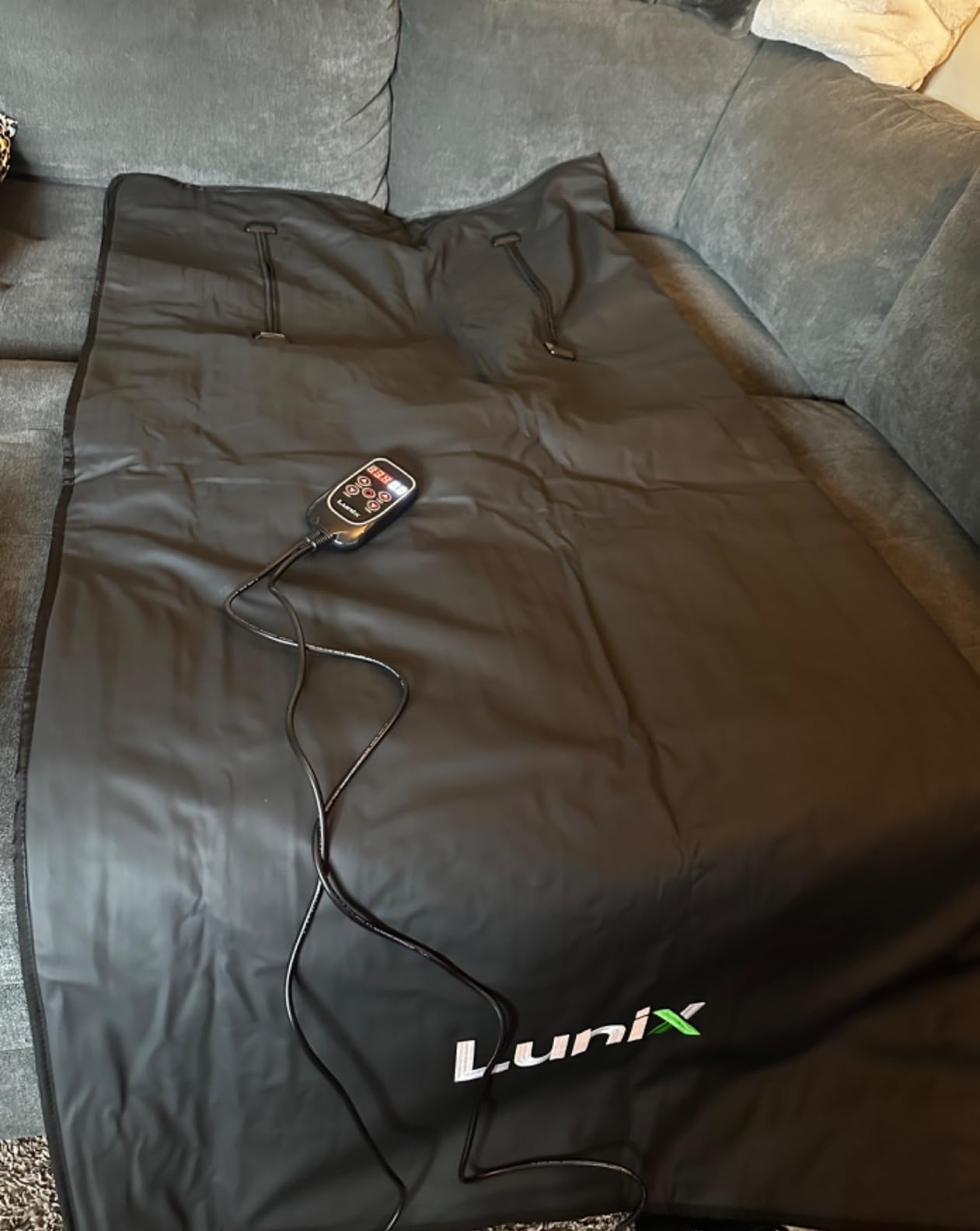 Lunix LX17 Portable Far Infrared Sauna Blanket for Home | Adjustable 77–176°F Far-Infrared Heat with Dual Zippers, Arm Openings & Complete Accessory Set customer photo 2