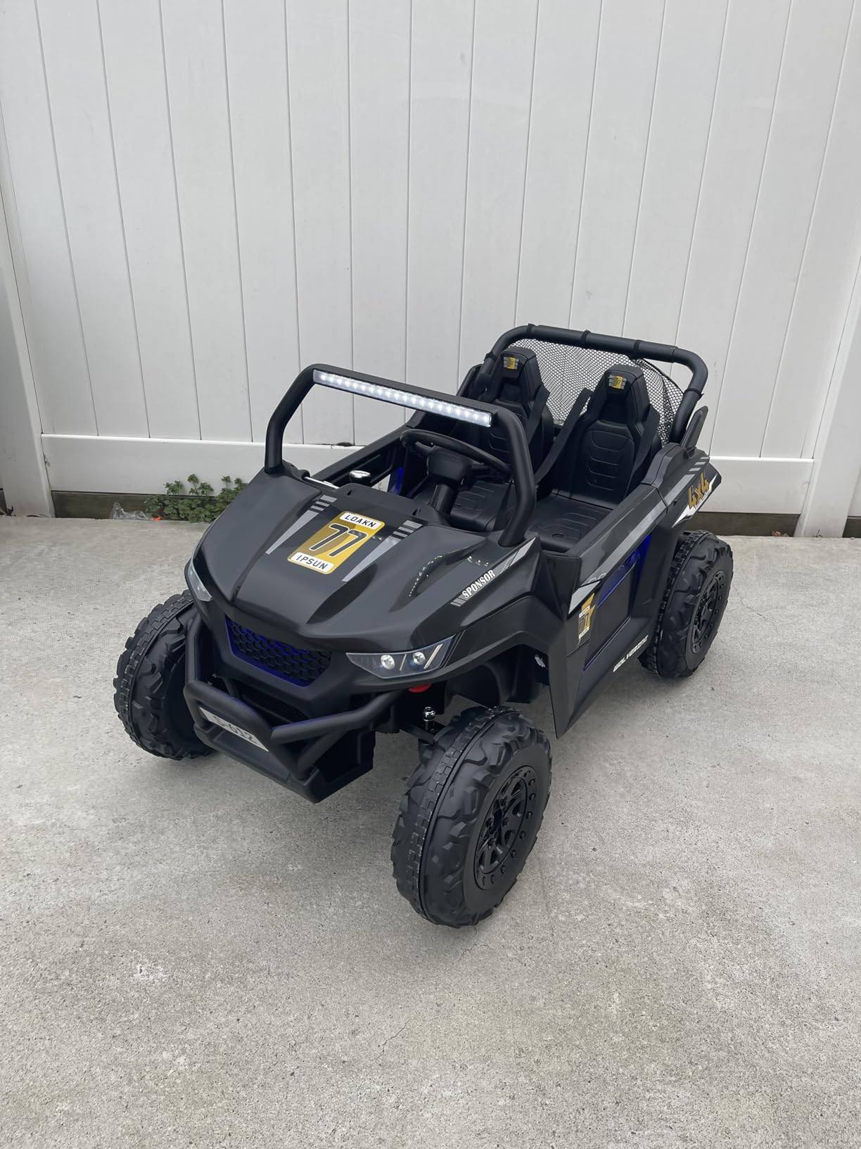 OLAKIDS 2 Seater Ride on Car for Kids, 12V UTV Kids' Electric Vehicles with Remote Control, Spring Suspension, Soft Start, Music Bluetooth FM, Battery Powered for Ages 3-8 (Jet Black) customer photo 2