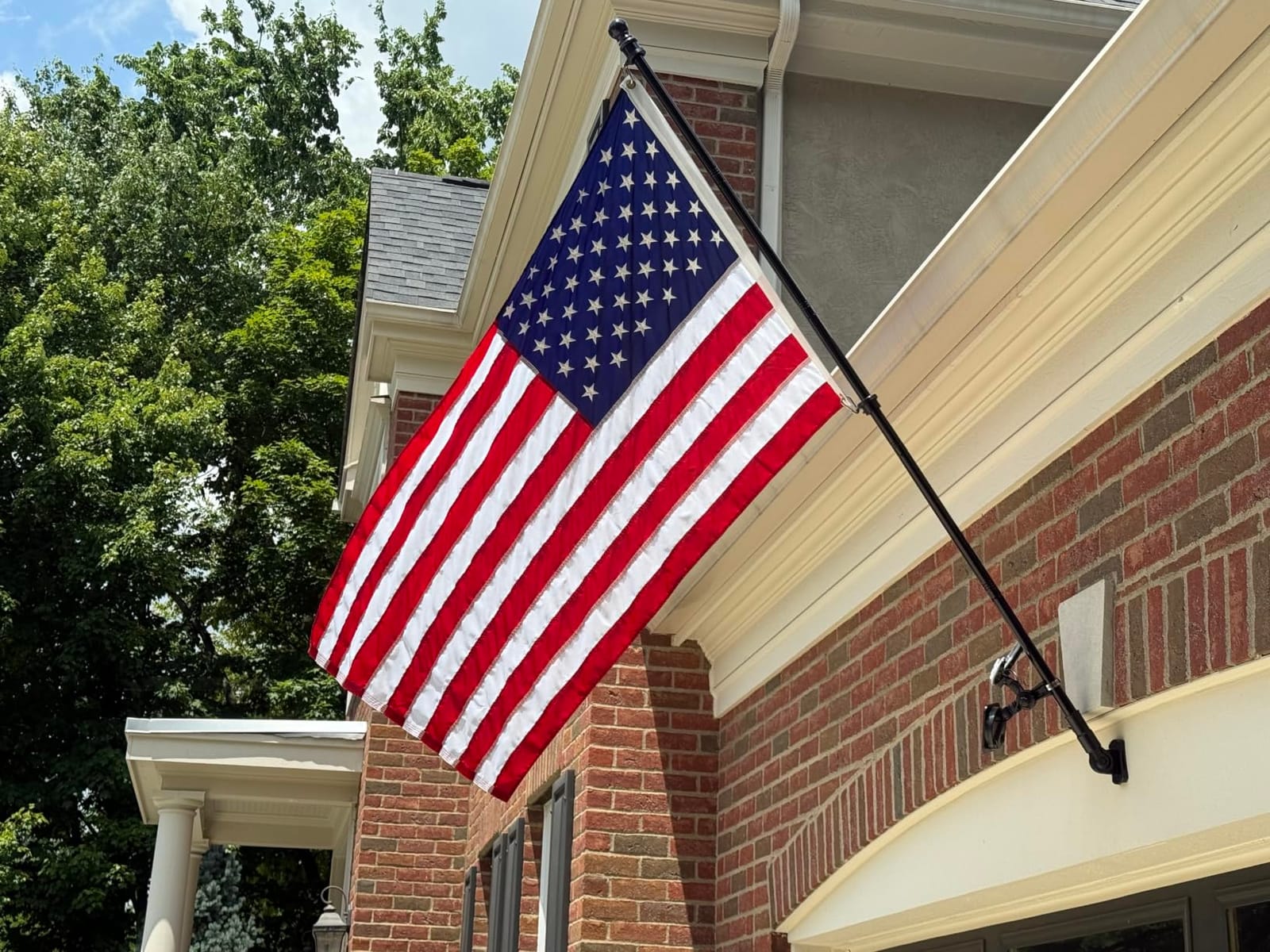 Heavy Duty Stainless Steel Flag Pole Kit - 180° Adjustable Bracket | 6 FT Ultra-Thick Flagpole, 360° Tangle-Free Bearing Rings, Stainless Steel Clips, Rustproof for Residential Commercial,Silver customer photo 2