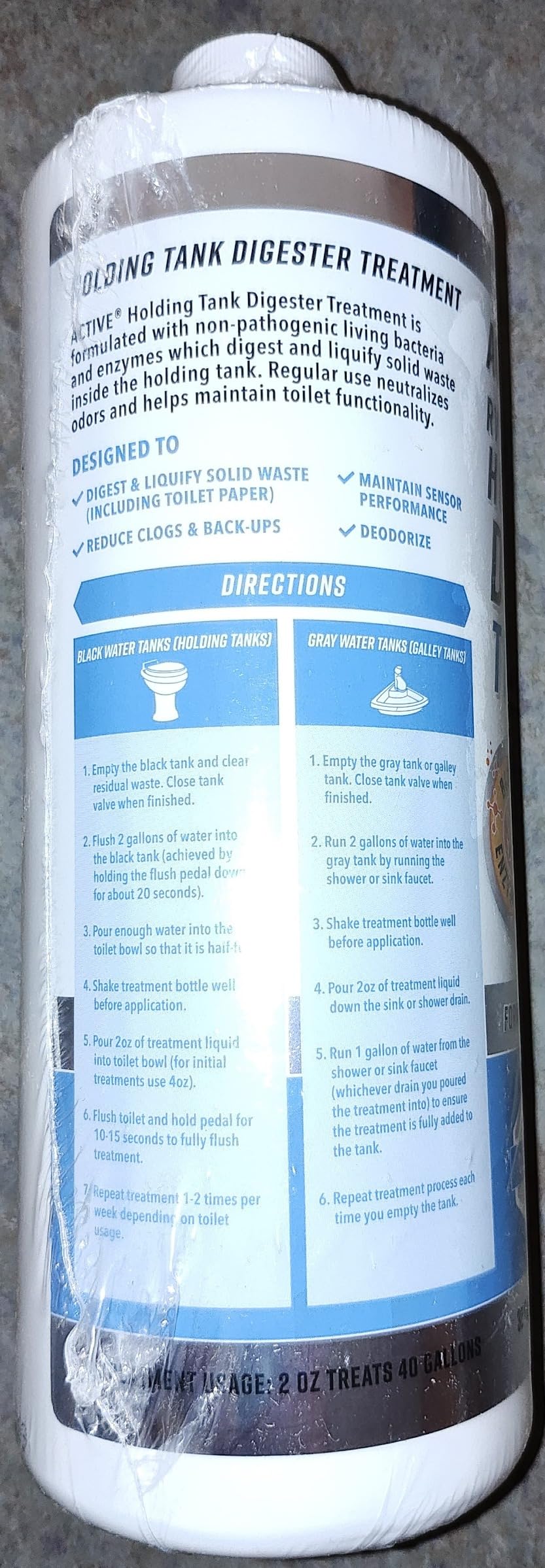 RV Black Tank Treatment Toilet Chemicals - 16 Treatments Waste Digester for Holding Tank, Gray Water Tank in RVs, Campers & Boat - Camper Toilet Sensor Cleaner, Sewer Deodorizer, 32oz - Made in USA customer photo 2