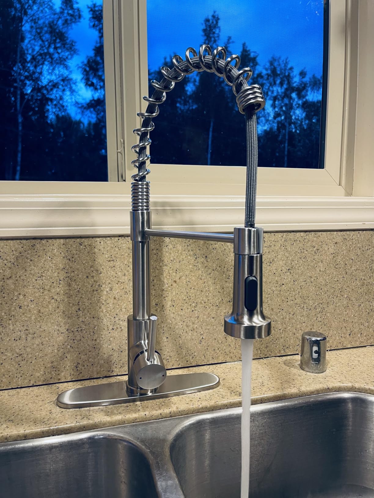 OWOFAN Touchless Pull Down Kitchen Faucet LED Light Brushed Nickel | Temperature LED Light,Single Handle Kitchen Sink Faucet,Motion Sensor,Smart Hands-Free,Lead-Free Stainless Steel customer photo 2