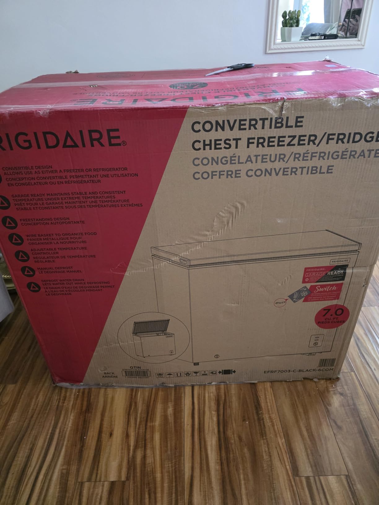 FRIGIDAIRE EFRF7003-BLACK Chest Deep Freezer, 7 Cu. Ft, Black Adjustable Thermostat-Removable Vinyl Coated Wire Basket-Easy Defrost Drain customer photo 1