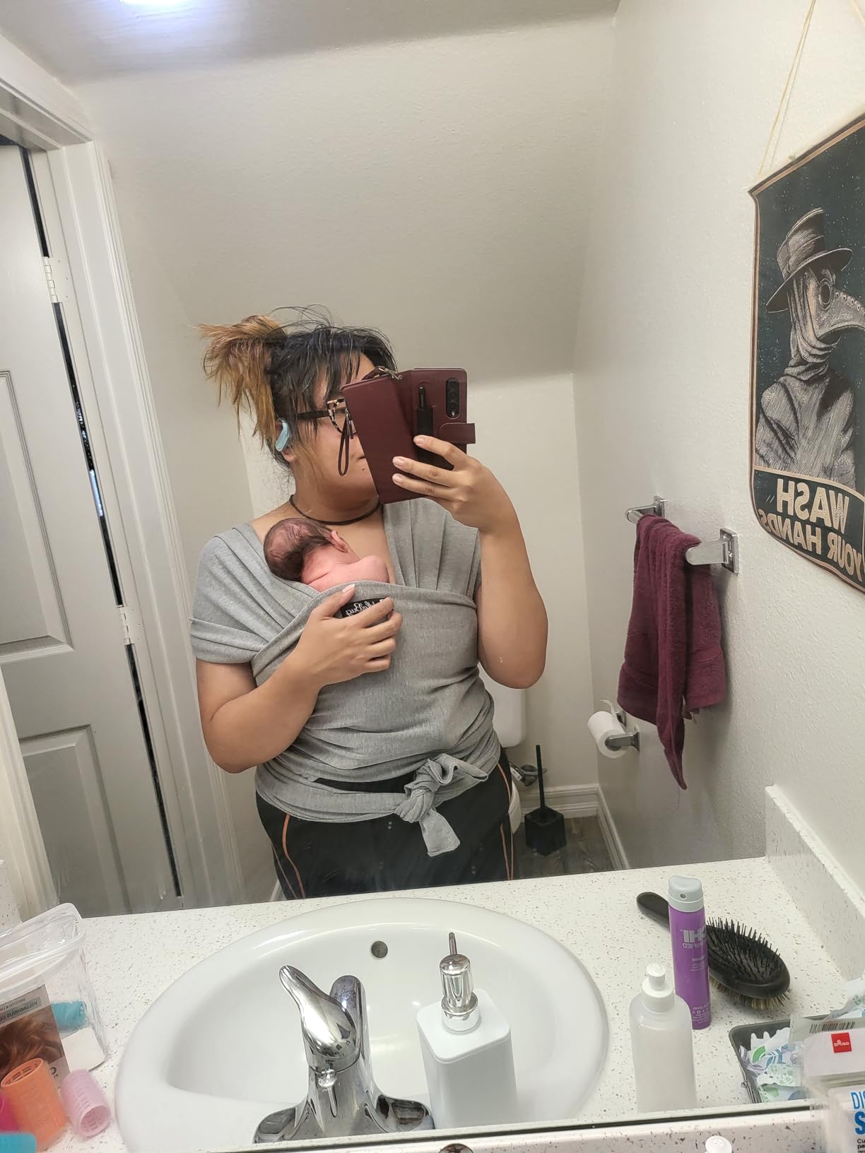Cuddlebug Baby Wrap Carrier, Soft Stretchy Newborn Sling, 7-35 lbs, Mint customer photo 2
