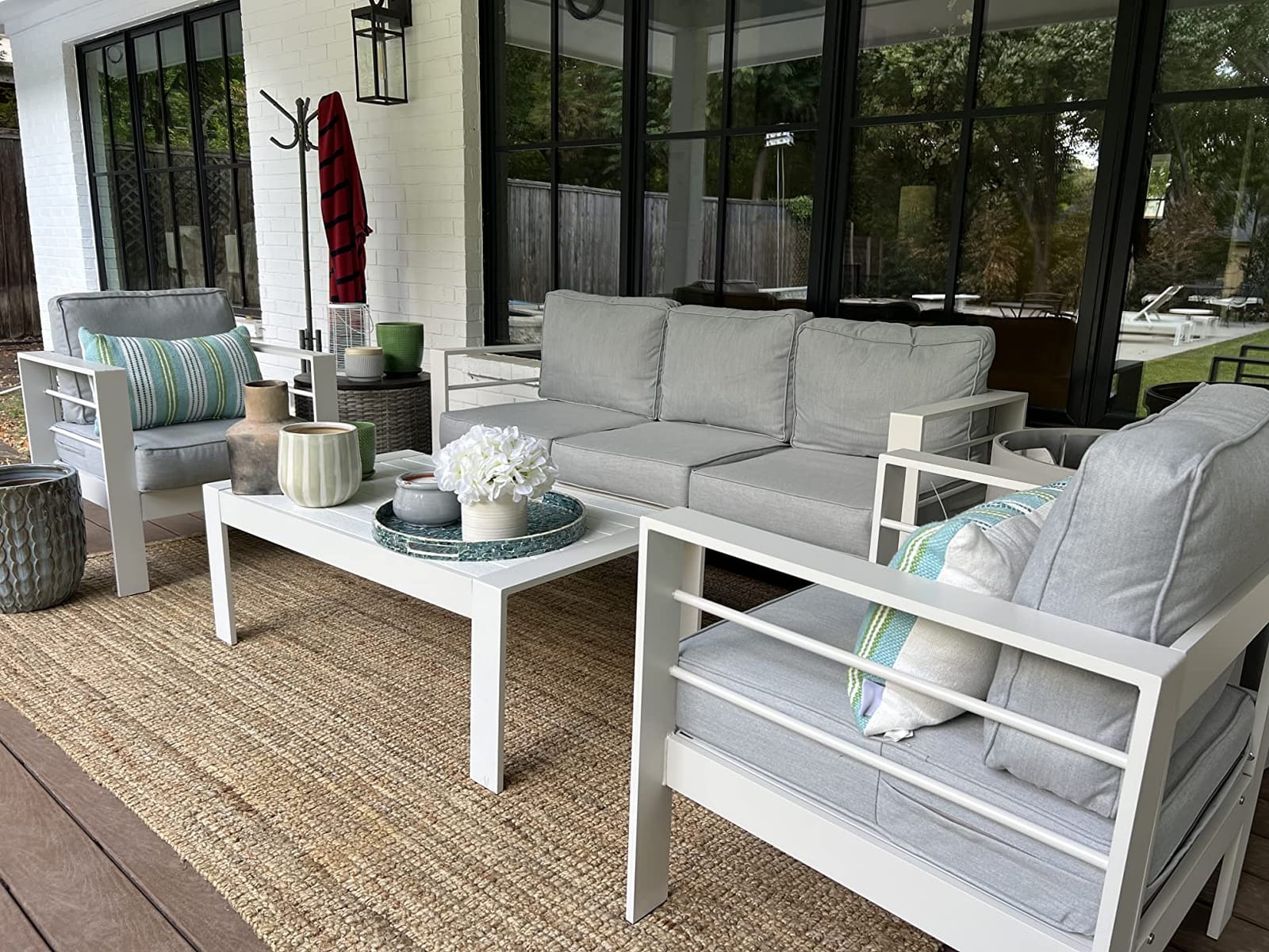 Wisteria Lane Aluminum Patio Furniture Set for All Weather, Oversized Metal Outdoor Furniture Set with 27.5