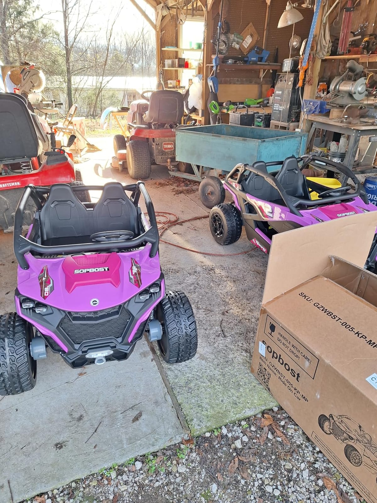 sopbost XL 24V Real 2 Seater Kids UTV Ride-On Car with Remote Control 4x4 4WD Electric Vehicle for Kids 3-8 to Drive, Bluetooth Music, 4 Spring Suspension, 21.85