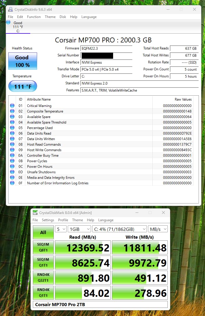 Corsair MP700 PRO 1TB M.2 PCIe Gen5 x4 NVMe 2.0 SSD – M.2 2280 – Up to 11,700MB/sec Sequential Read – High-Density TLC NAND – Black customer photo 2