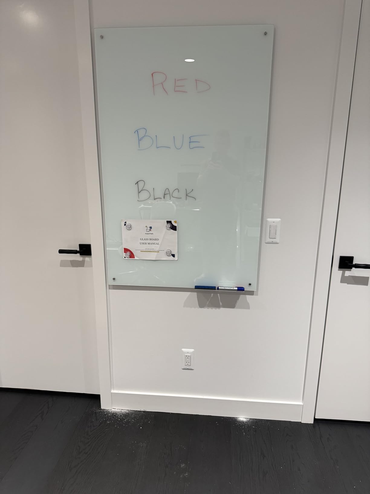 Maxtek Magnetic Glass Whiteboard 48 x 36 in, Frameless Glass Board for Wall | Large Glass Dry Erase Board, Strong Magnetic Surface, Includes Markers, Magnets, and Eraser for Classroom, Home, and Office customer photo 2
