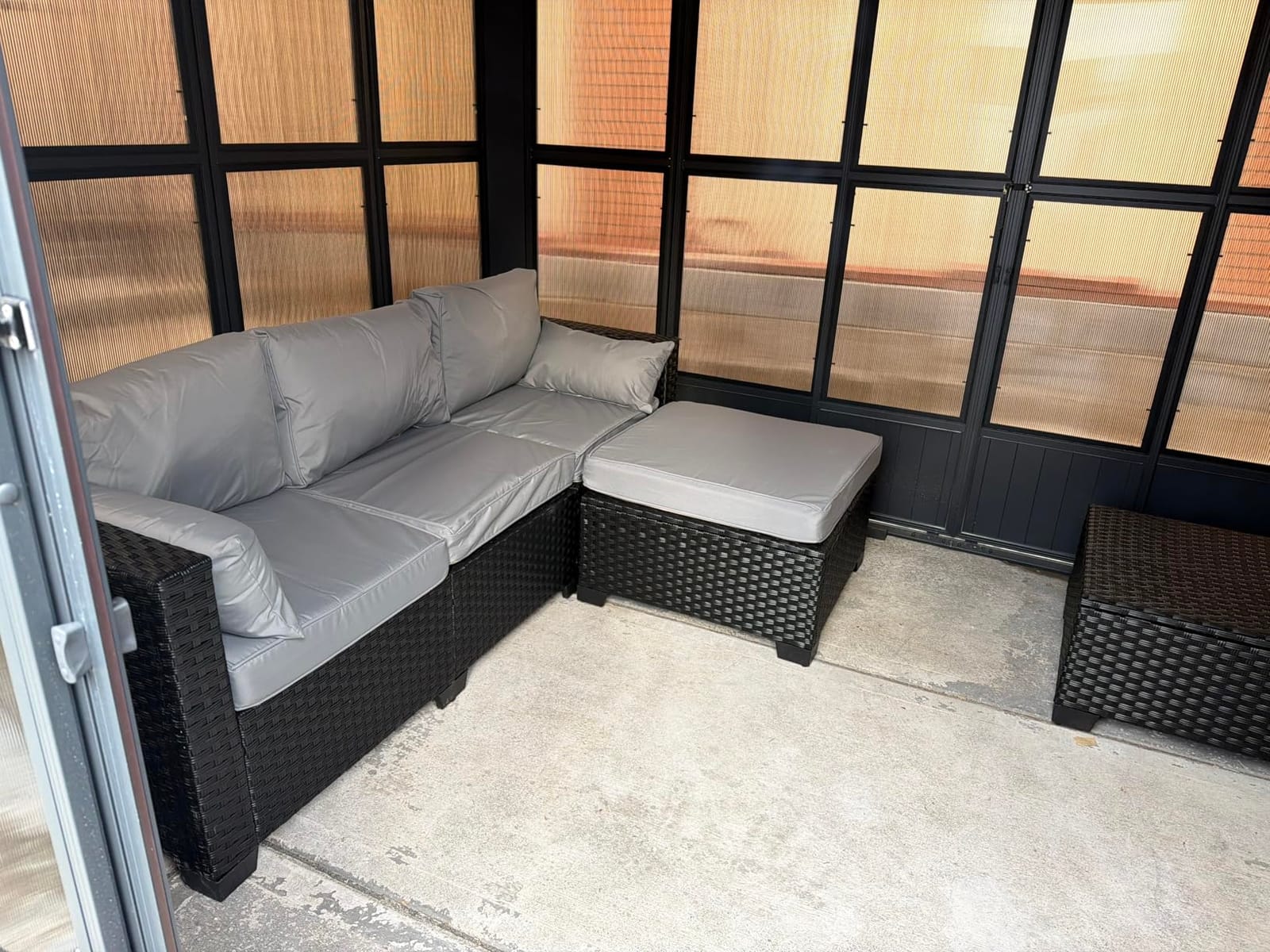 Rattaner Outdoor Furniture Set 3 Pieces Wicker Patio Furniture Outdoor Sectional Patio Couch Outdoor Coffee Table All-Weather Non-Slip Cushions Waterproof Covers, Peacock Blue customer photo 1
