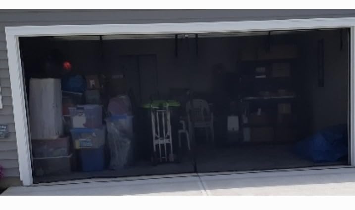 Garage Door Screen 2 Car 16x7ft Garage Screen Door,Upgraded PET Mesh Stronger Than Fiberglass and Polyester,Heavy Duty Weighted Bottom and Magnetic Closure,Hands Free,Easy Assembly customer photo 2