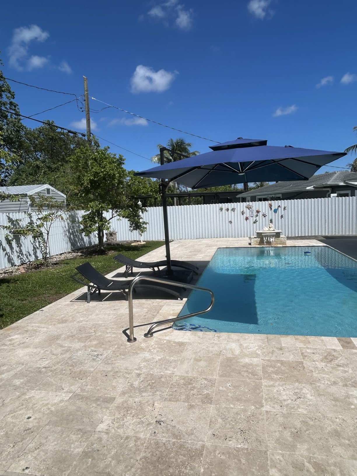 Deconk 10' X 13 'Patio Umbrella with LED Light Outdoor Cantilever Umbrellas customer photo 2