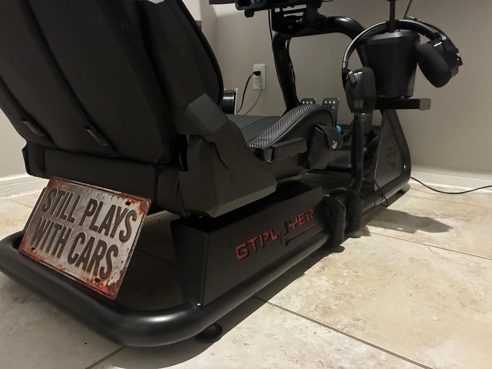 GTPLAYER Racing Simulator Cockpit with Seat and Bluetooth Speakers, Racing Style Reclining Seat and Ultra-Sturdy Alloy Steel Frame (Winered) customer photo 1