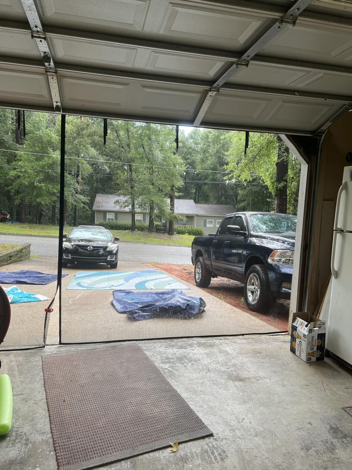 Garage Door Screen for 2 Car Garage 16x7FT, Magnetic Screen Garage with Retractable Fiberglass Mesh and Heavy Duty Weighted Bottom, Easy Assembly & Pass, Hands Free Door Screen Kit customer photo 1