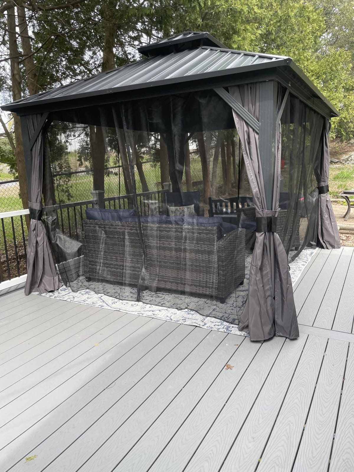 PURPLE LEAF Hardtop Grill Gazebo 6.5' x 12' Aluminum Frame, Gray customer photo 1