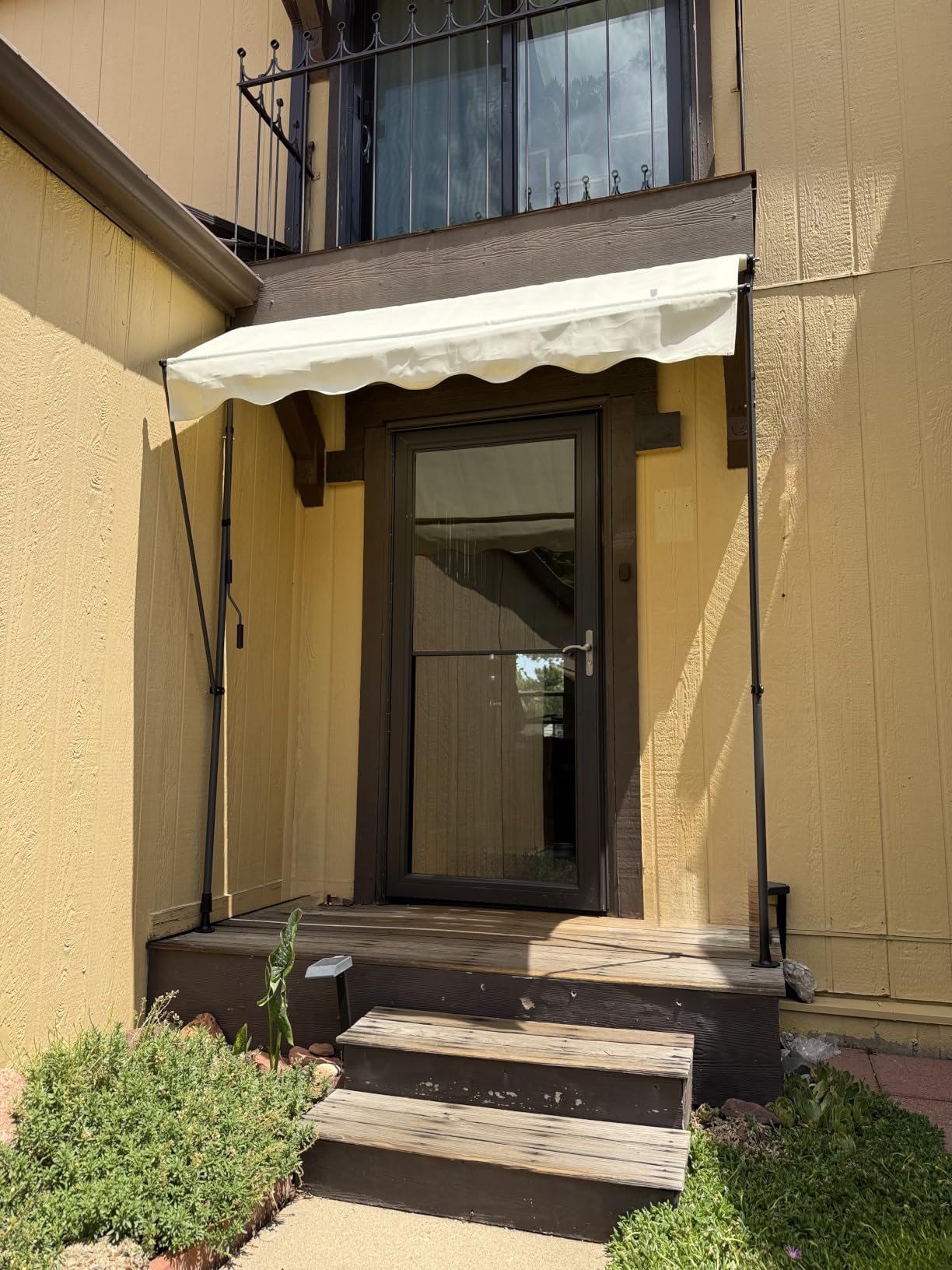 KELIXU Manual Retractable Awning, 118-Inch Adjustable Retractable Awnings for Patio Door Exterior Sunshade Shelter, Window Awning Canopy with UV Protection for Backyard, Garden, Balcony - Gray customer photo 2