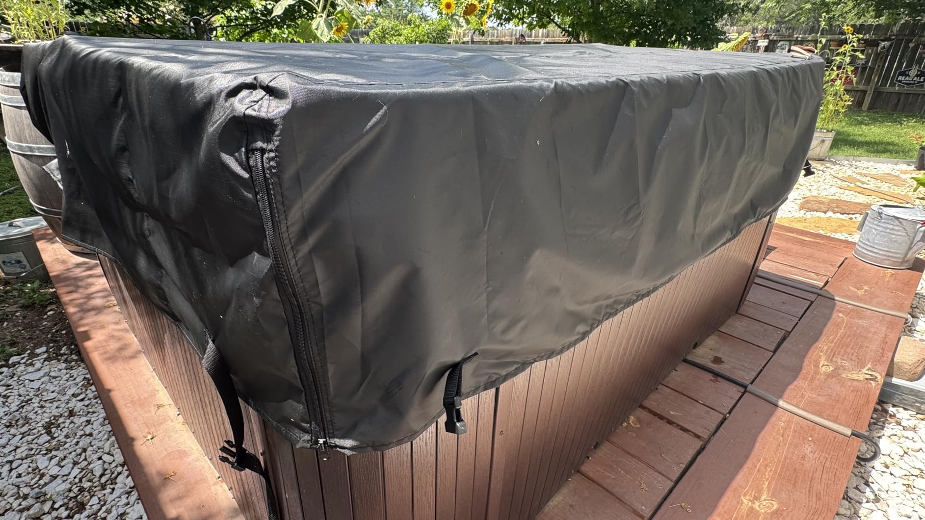 QH.HOME Waterproof Hot Tub Cover 85 x 85 with Ratchet Tie-Down System customer photo 2