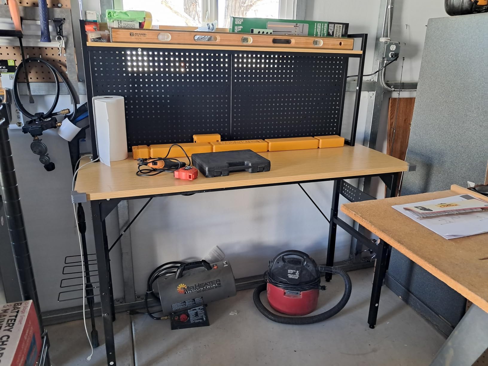 DWVO 60in Heavy Duty Workbench with Pegboard & Wheels Adjustable Work Table customer photo 1