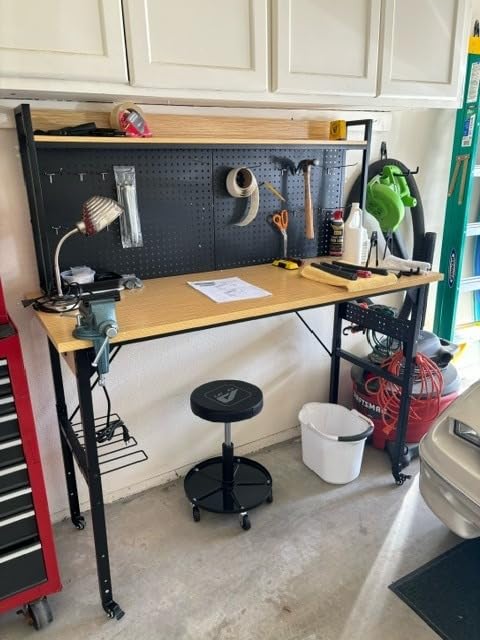 DWVO 60in Heavy Duty Workbench with Pegboard & Wheels Adjustable Work Table customer photo 2