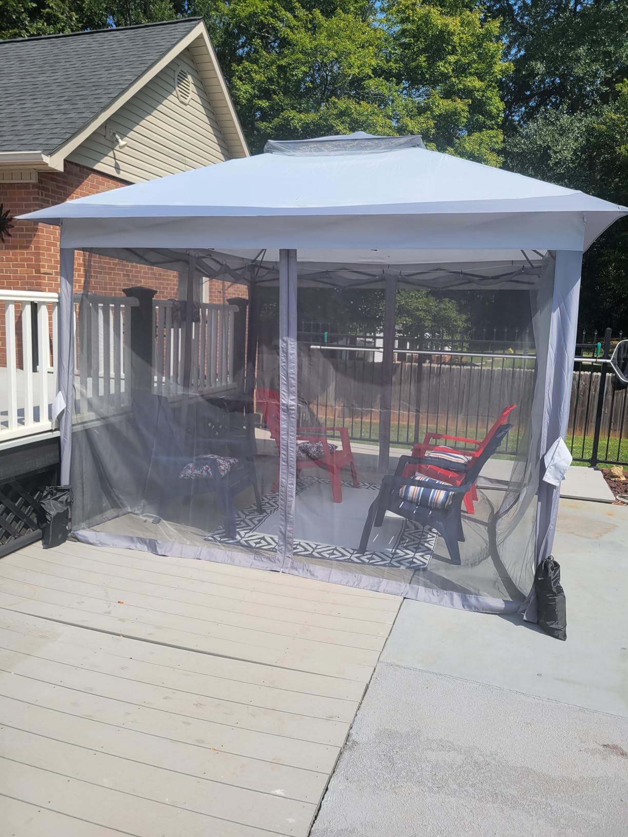 Yaheetech 11x11 Pop Up Gazebo Double-Tier Canopy Tent w/Mesh Netting, Gray customer photo 2